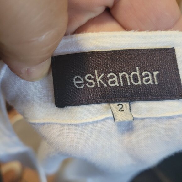 Eskandar Pure Linen Off White Tank Top in Linen with Shoulder Detail - Picture 6 of 6